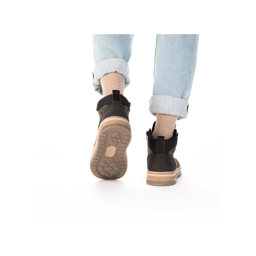 grüne reißverschlussstiefel für herren rieker 38554-54