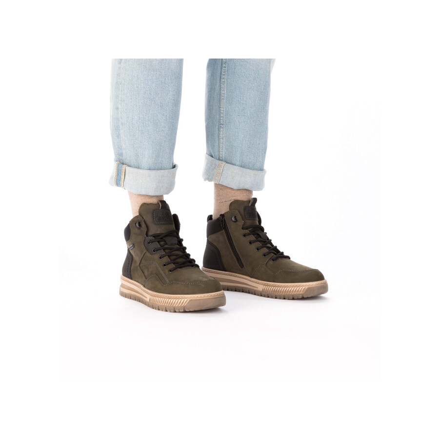 grüne reißverschlussstiefel für herren rieker 38554-54