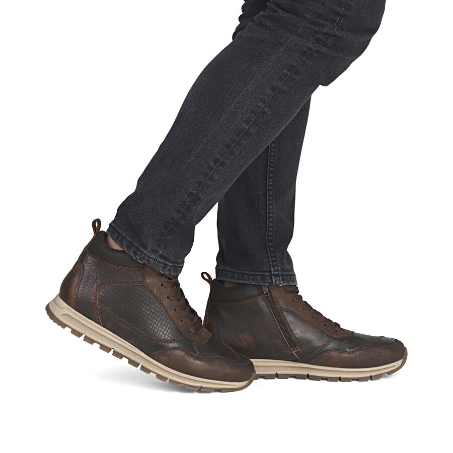 braune reißverschlussstiefel für herren rieker b0508-25