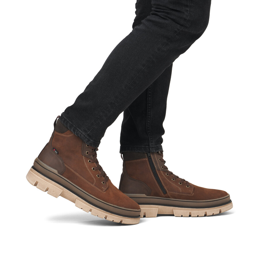 braune reißverschlussstiefel für herren rieker sport u1273-22